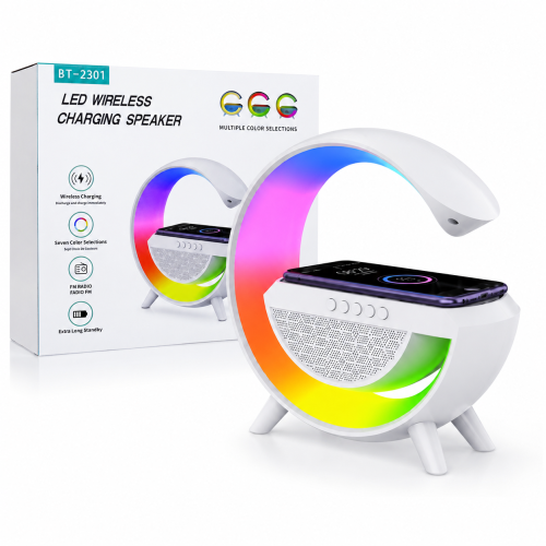 BT-2301 LED Wireless Charging Bluetooth Speaker with FM Radio_img_0