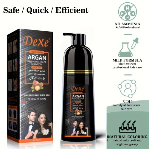 Dexe Argan Speedy Hair Color Shampoo Natural Black-420ml_img_1