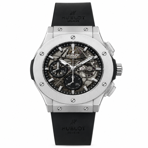 Hublot Style Silver Case Skeleton Dial Quartz Watch_img_1