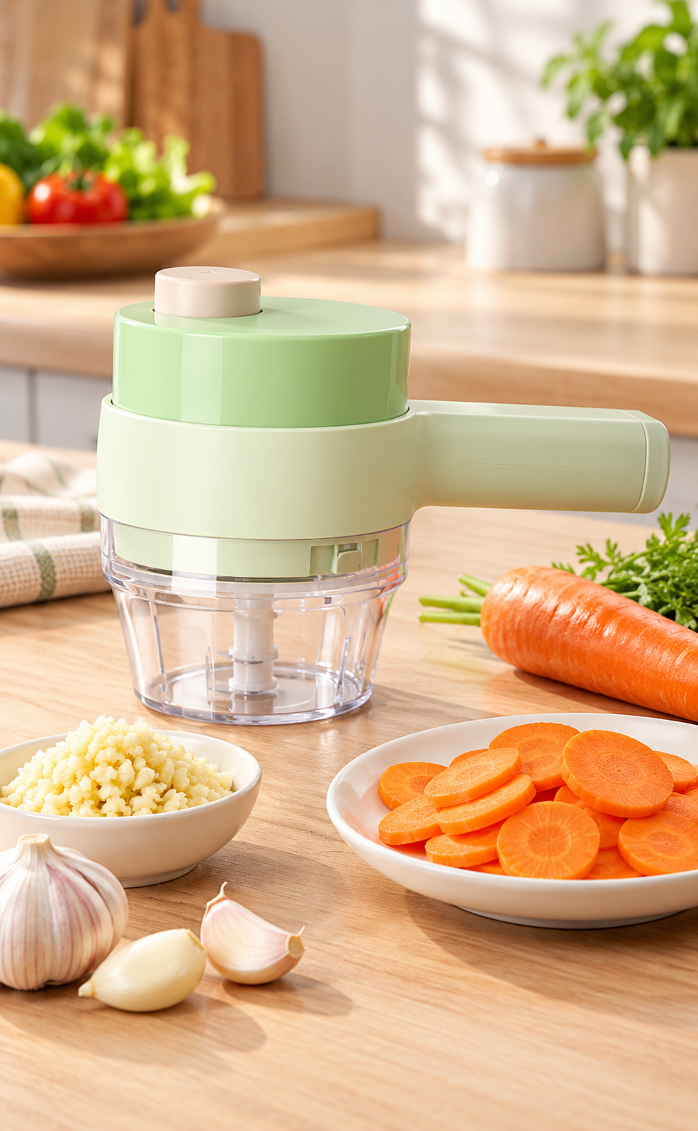 4 in 1 Handheld Electric Vegetable Cutter Set Multifunctional Hand Held Food Processor Portable Wireless Vegetable Chopper Slice_img_2