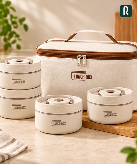 4 Layer Family Lunch Box Set with Carry Bag