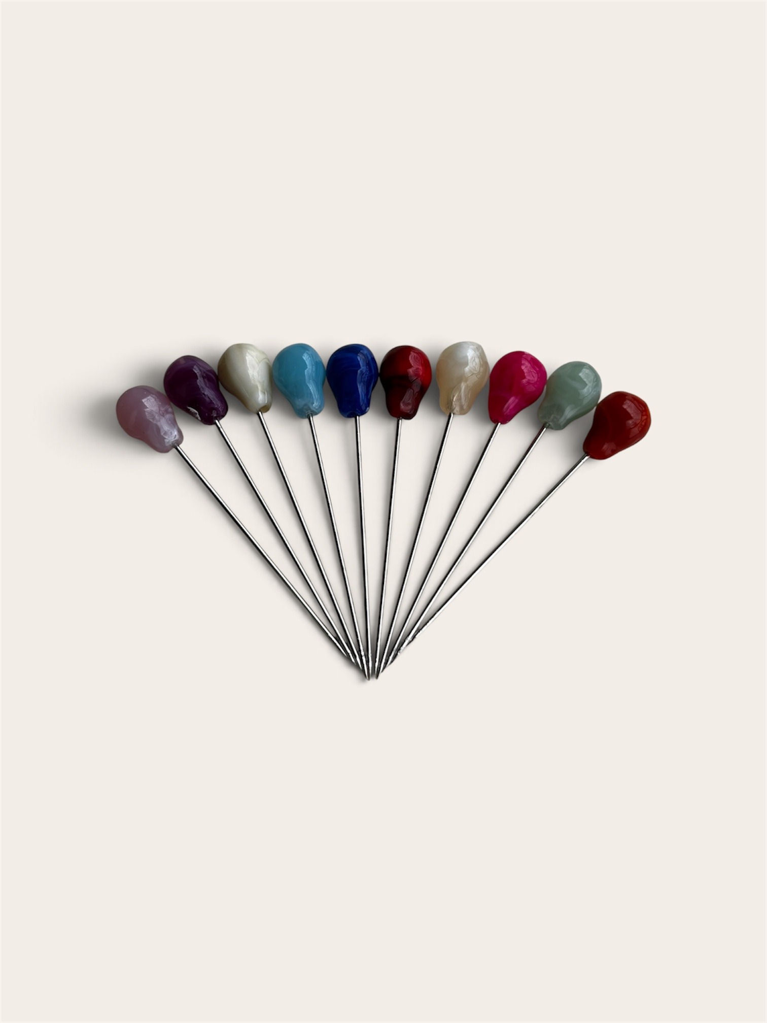 Pear Shape Head Pins – 10 Colors Set_img_0