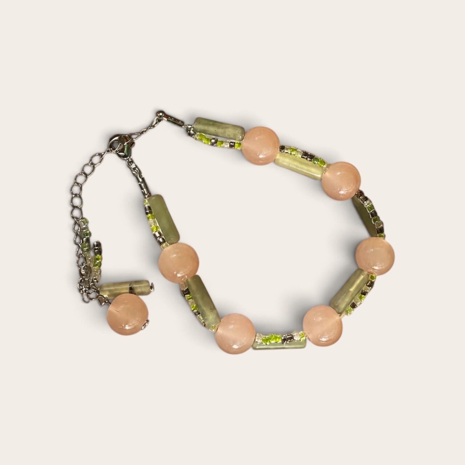 Forest Bloom Moss Green & Dusty Pink Bracelet_img_0