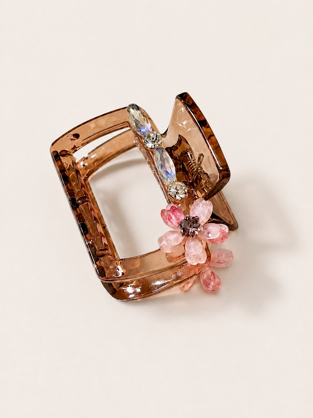Crystal Flower Hair Claw Clip