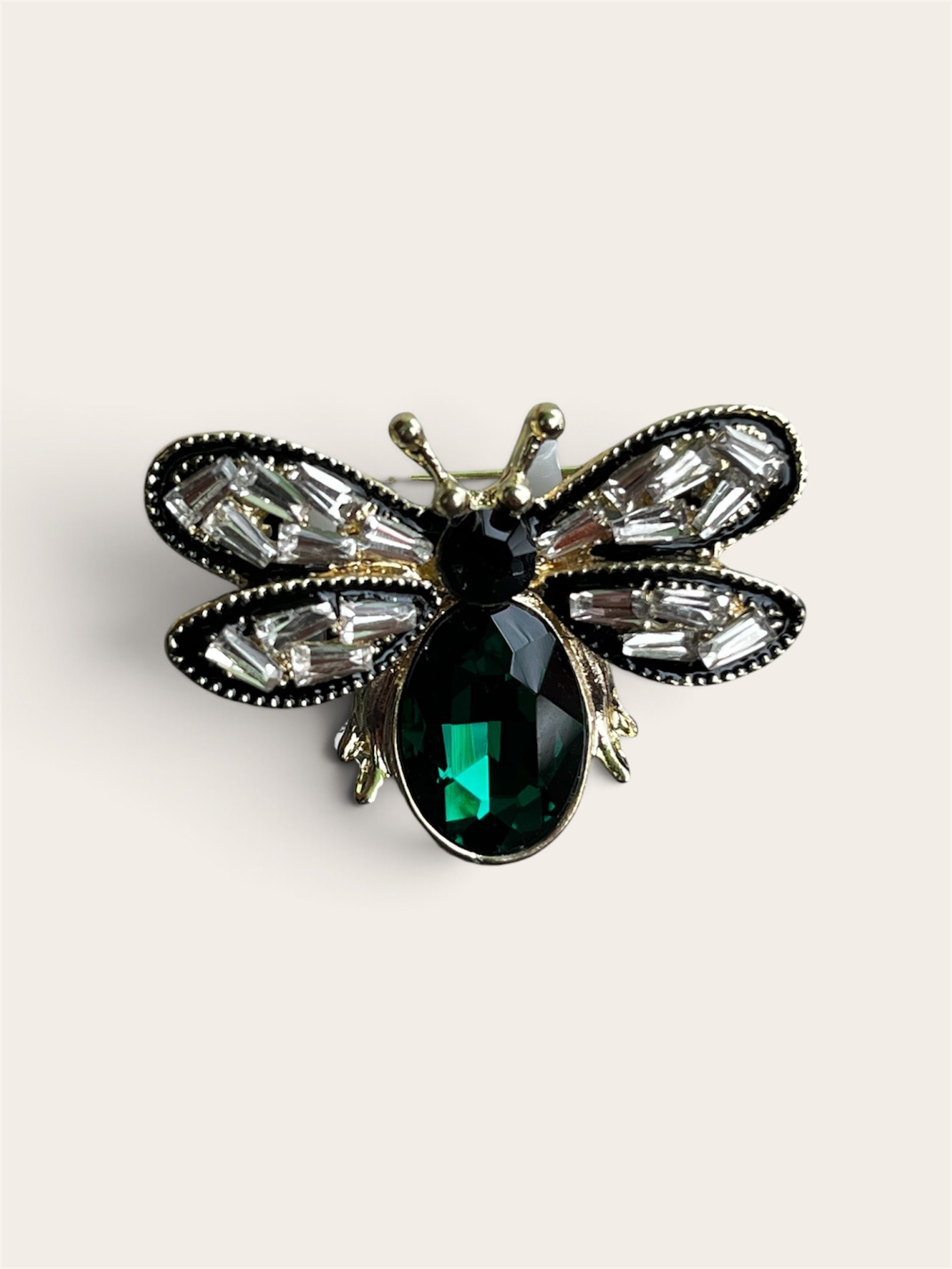 Emerald Bee Crystal Brooch