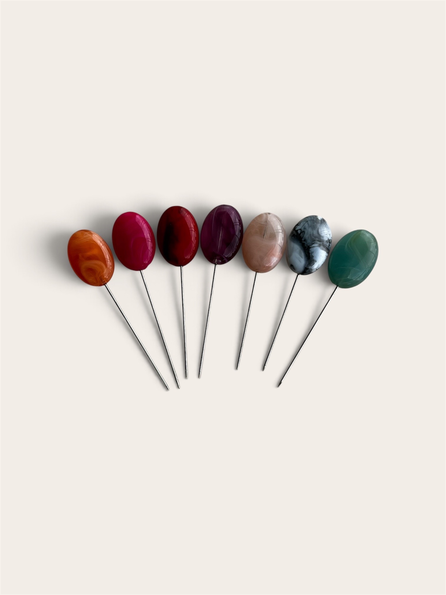 Oval Shape Head Pins – 7 Colors Set_img_0