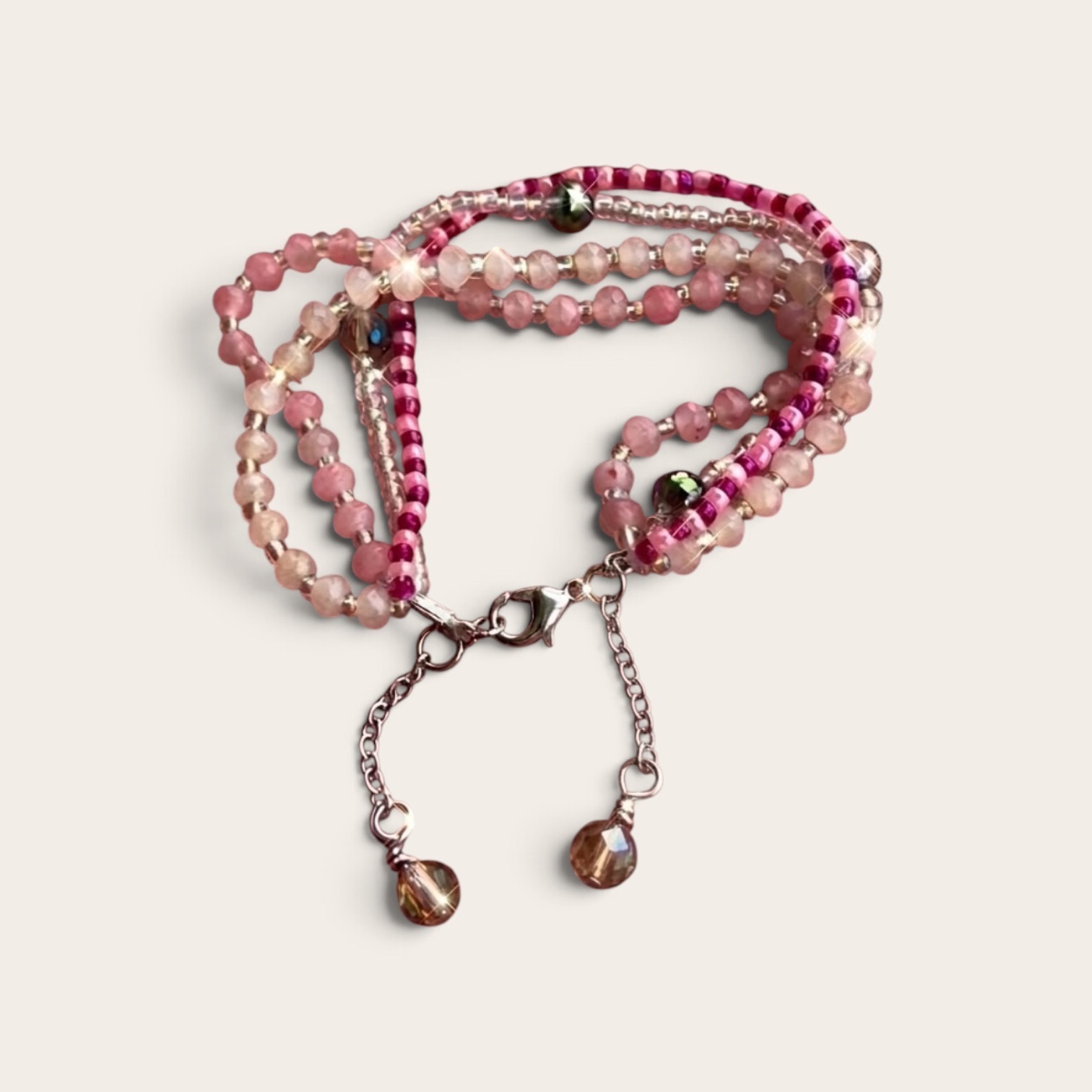 Soft Pink & White Onyx Beaded Bracelet_img_0