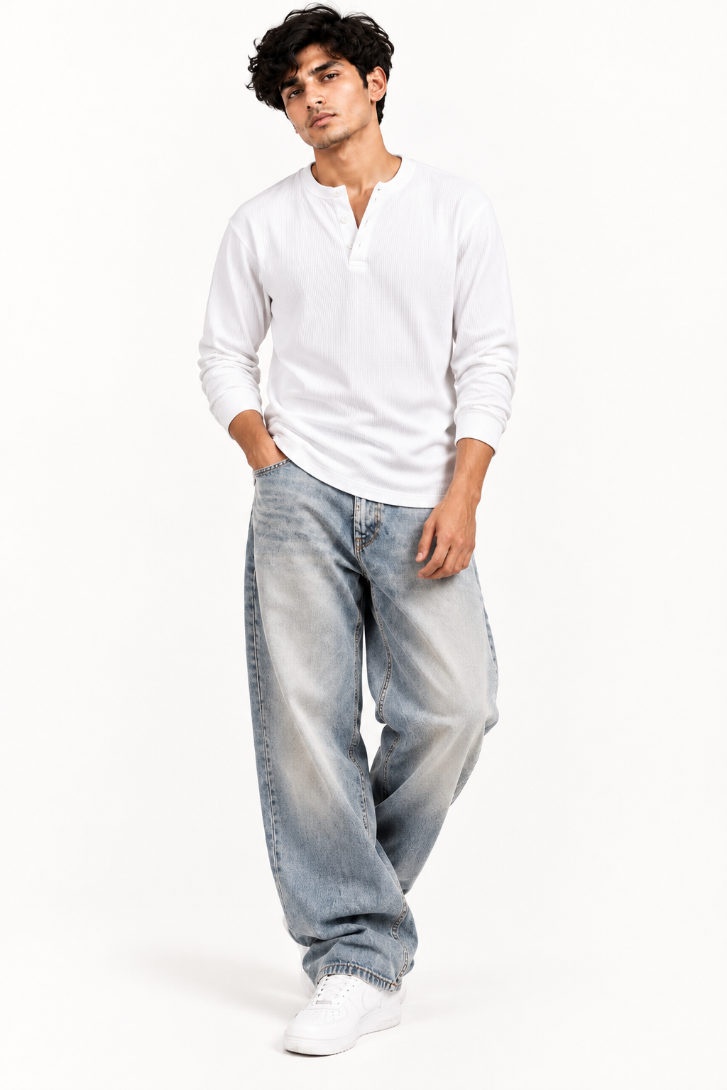 Powder White Henley thumbnail 2
