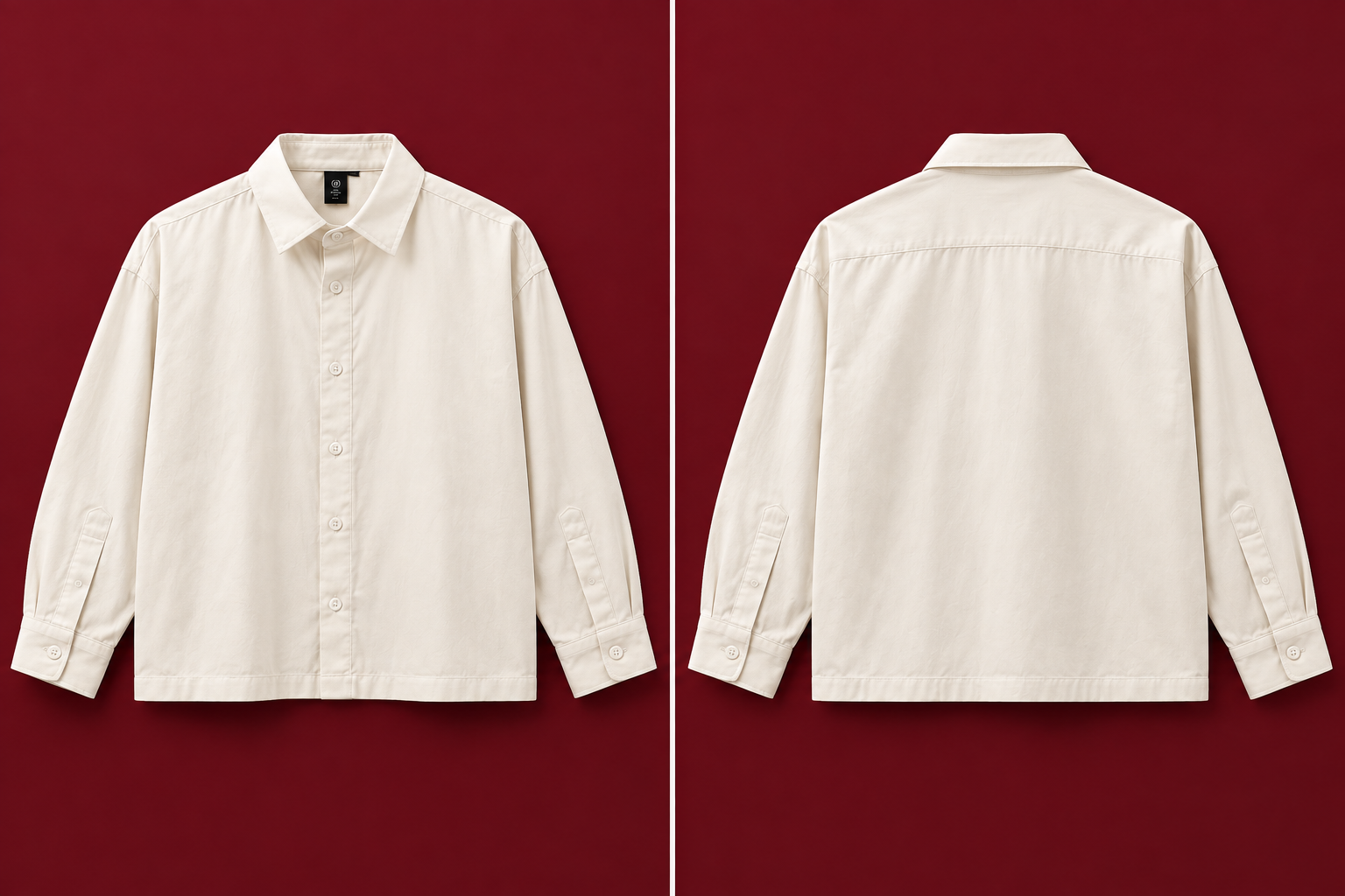 Solid Offwhite Boxy Shirt thumbnail 2