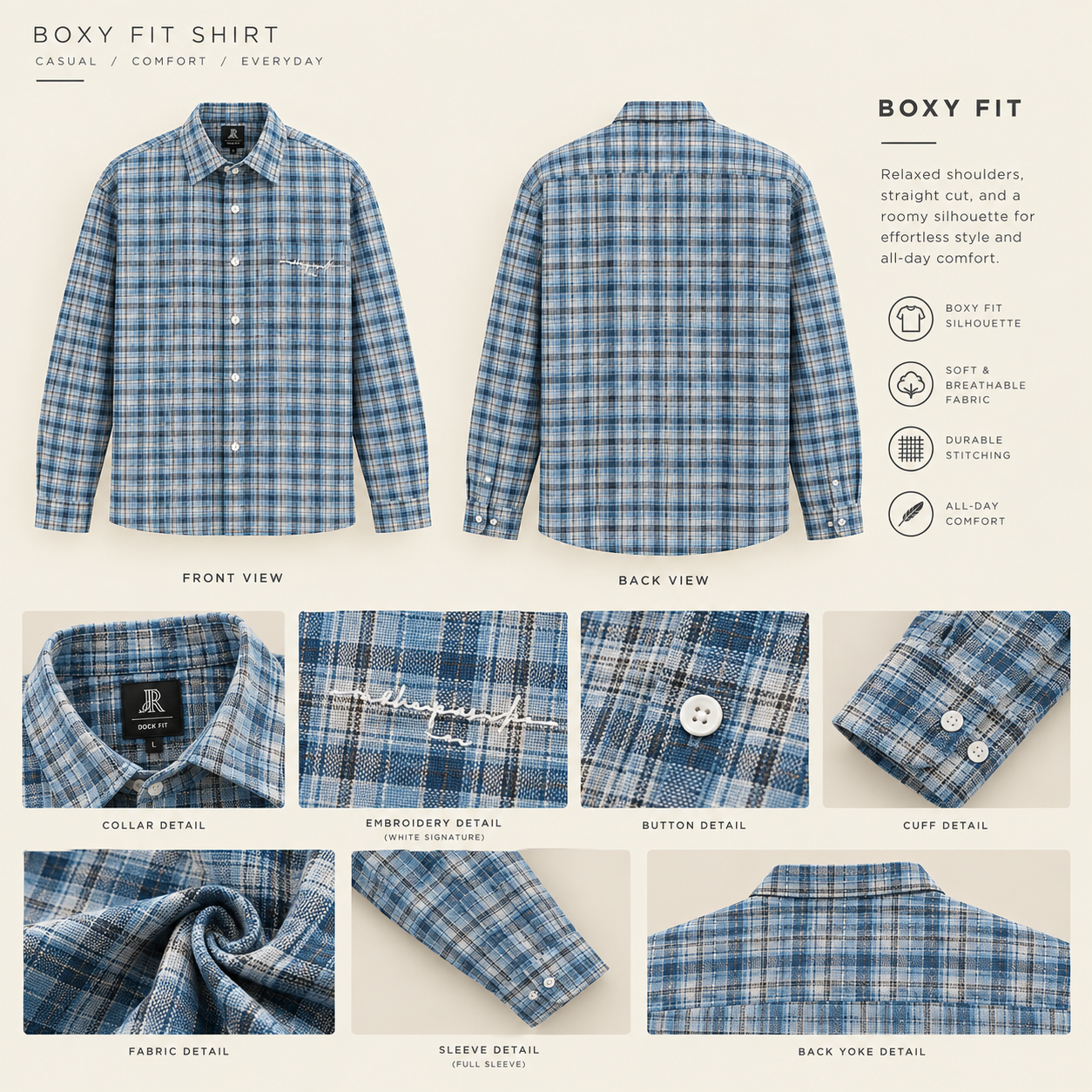 Signature Blue Boxy Shirt thumbnail 4
