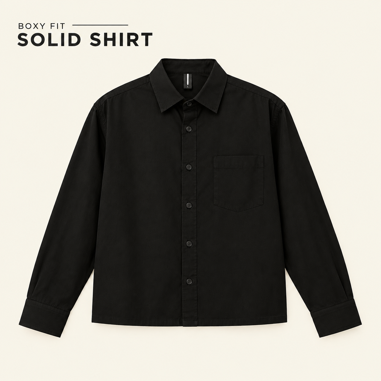 Clean Charcol Black Solid Boxy Shirt