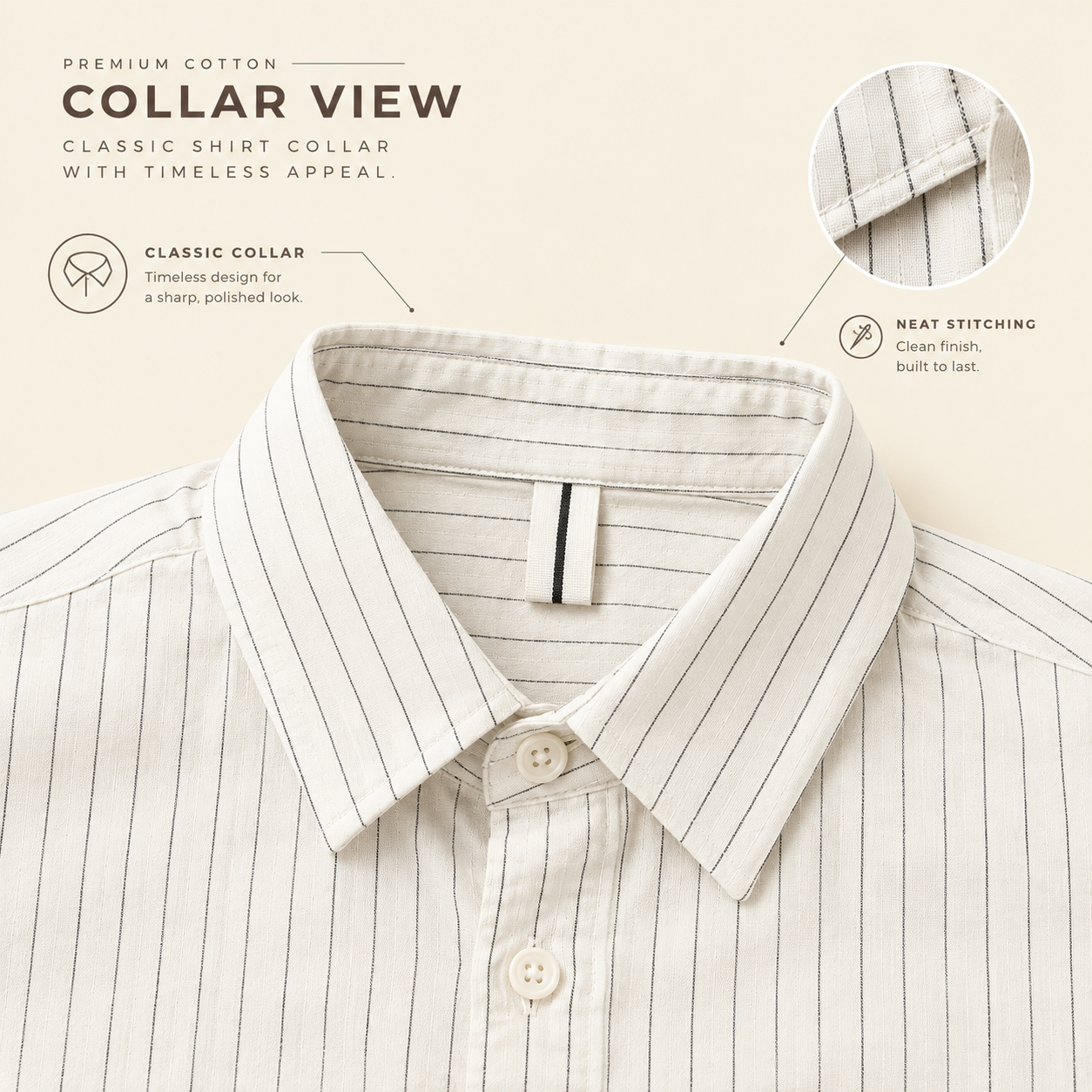Ivory Pinstripe Classic Shirt thumbnail 3
