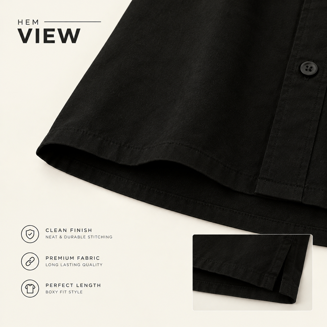 Clean Charcol Black Solid Boxy Shirt thumbnail 4