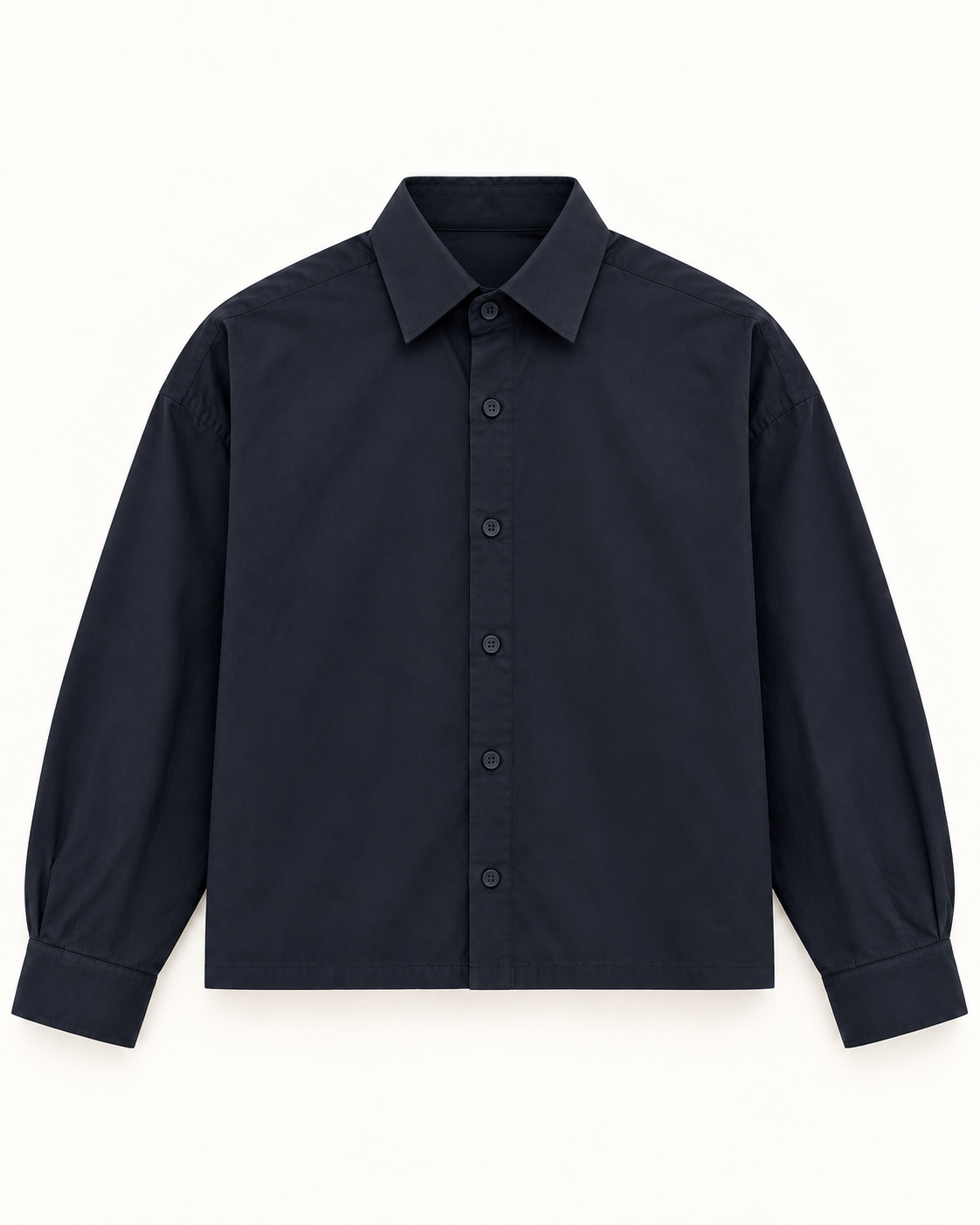 Navy Solid Boxy Shirt