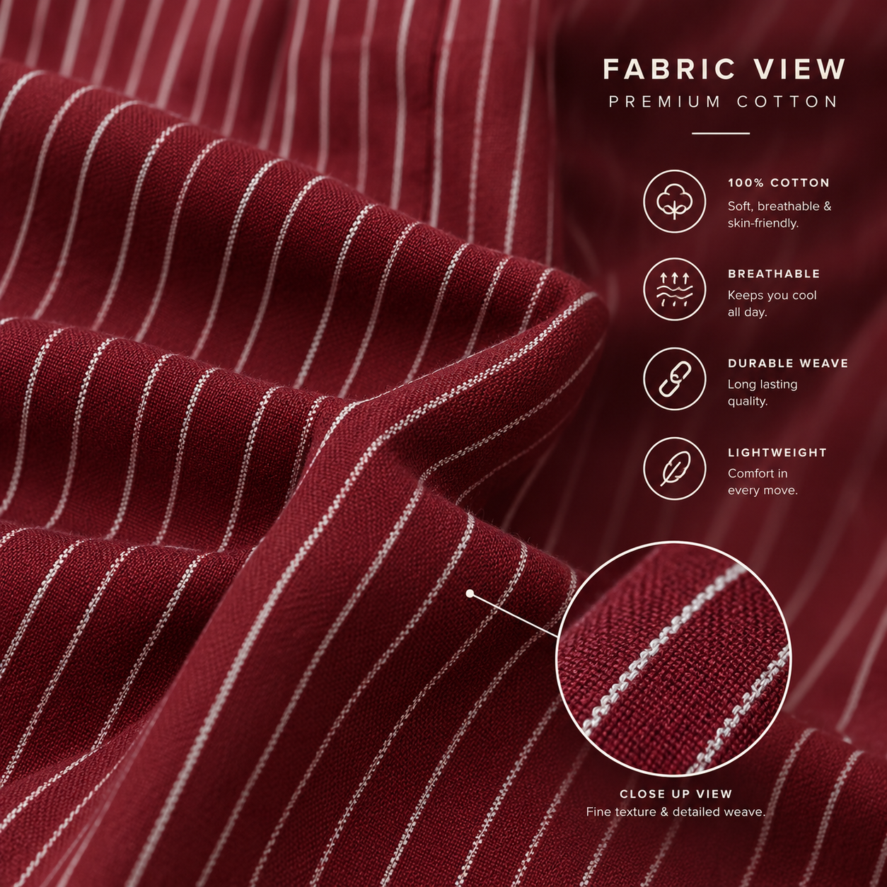 Burgundy Pinstripe Classic Boxy Shirt thumbnail 3