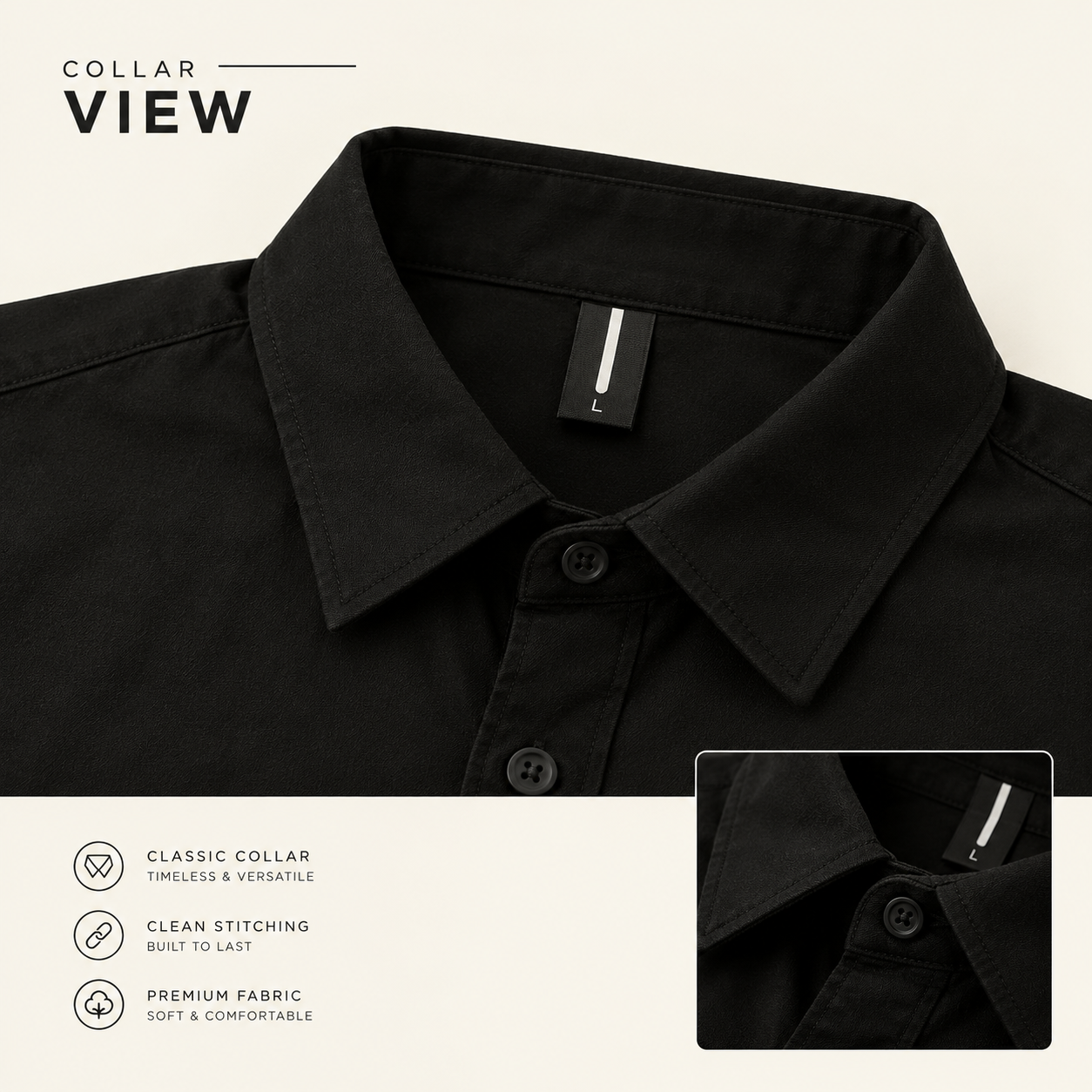 Clean Charcol Black Solid Boxy Shirt thumbnail 2
