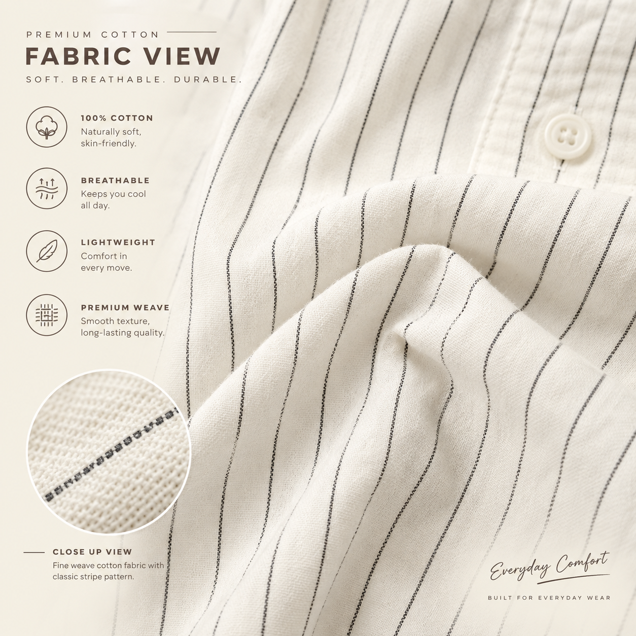 Ivory Pinstripe Classic Shirt thumbnail 2