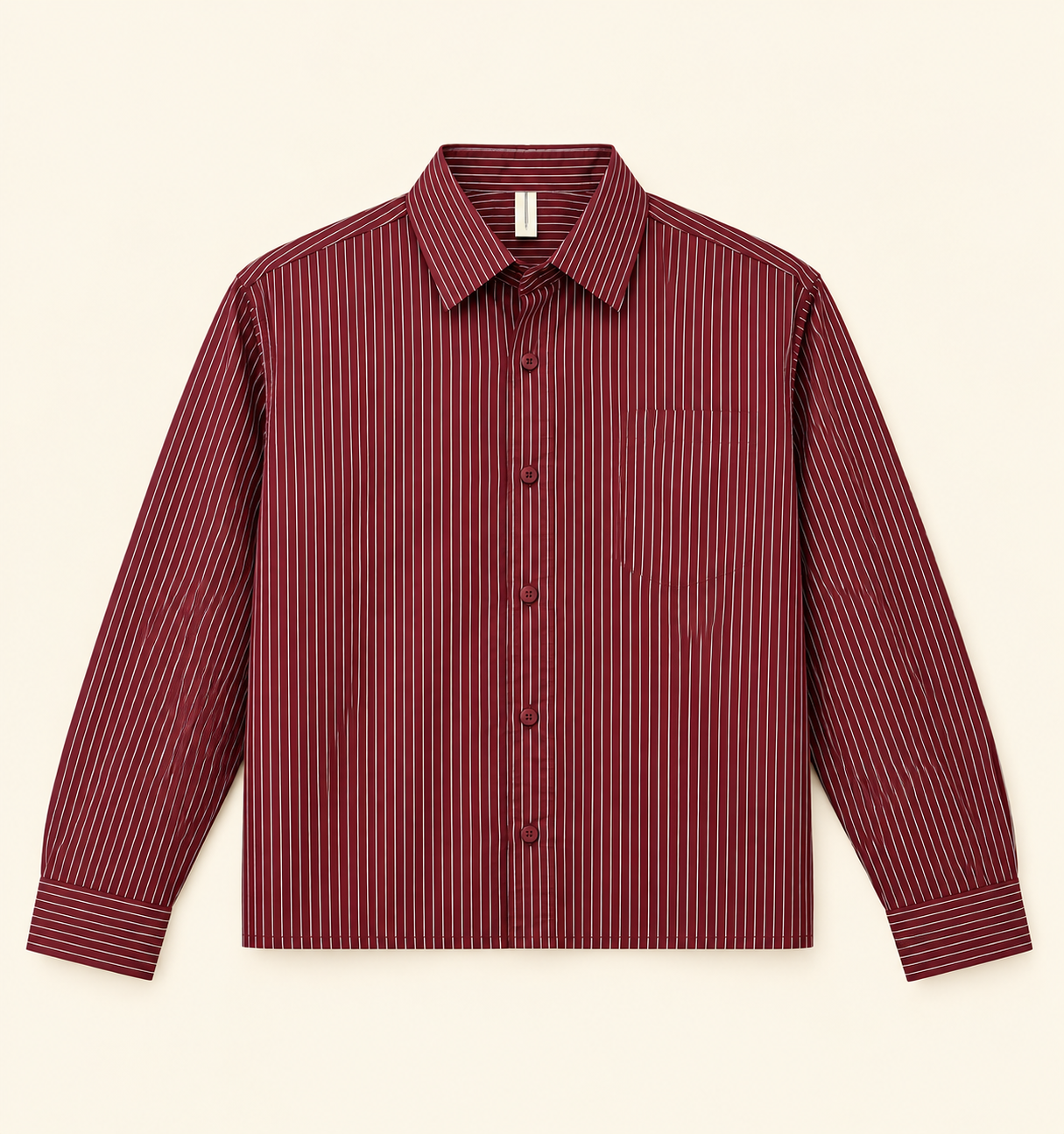 Burgundy Pinstripe Classic Boxy Shirt