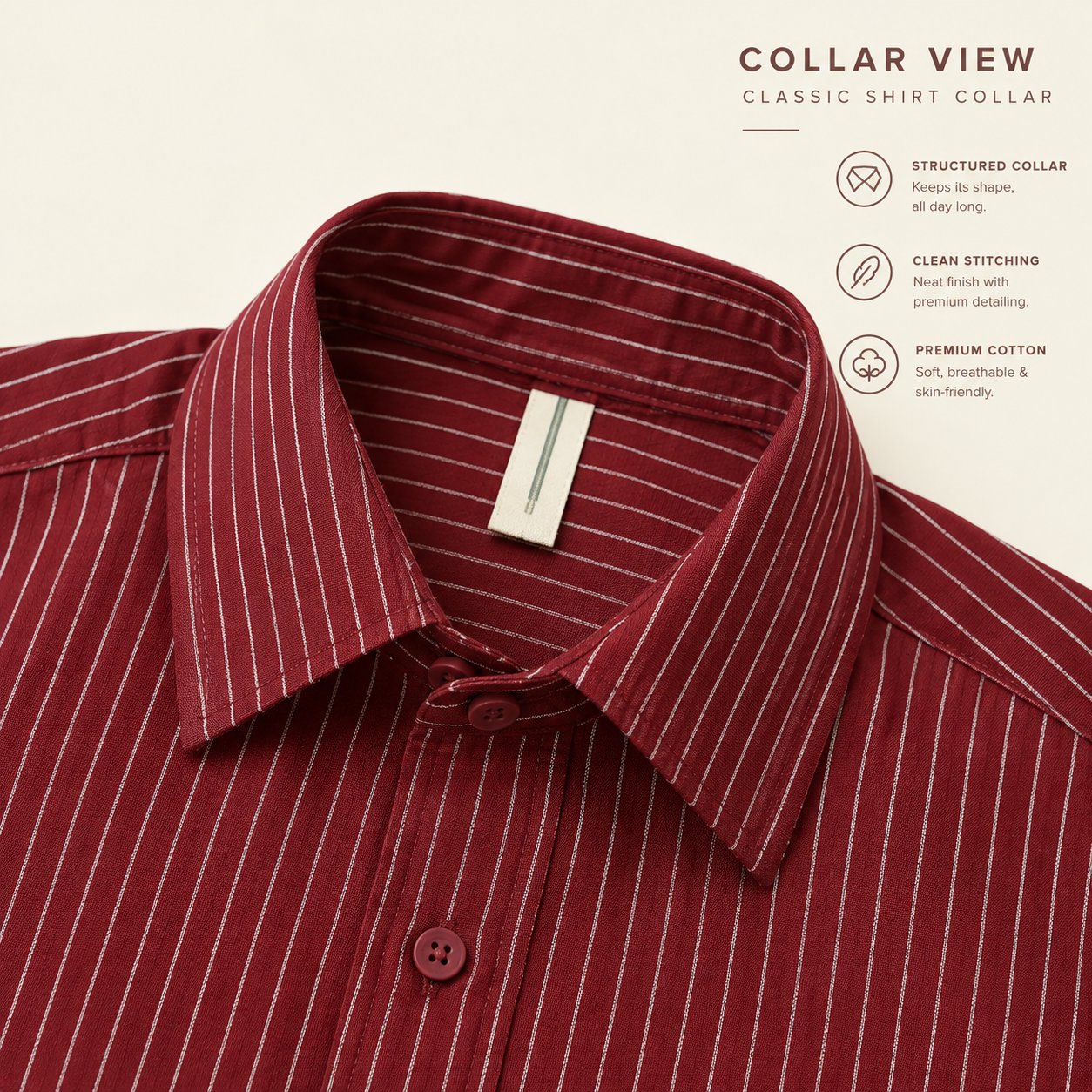 Burgundy Pinstripe Classic Boxy Shirt thumbnail 2