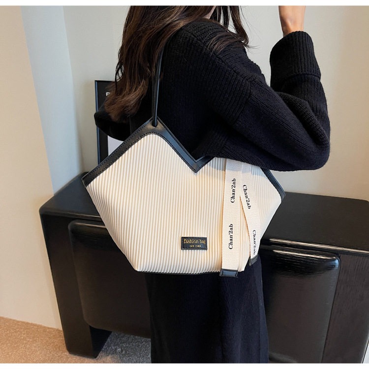 Luxury Ribbon-Accent Pleated Tote Bag thumbnail 2