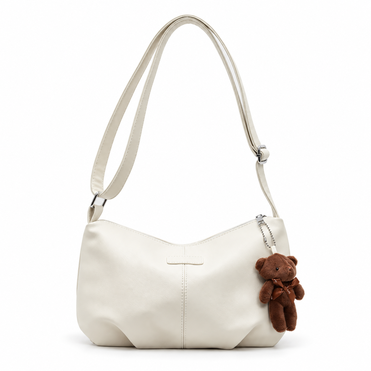 Pleated Dumpling Shoulder & Crossbody Bag with Pendant