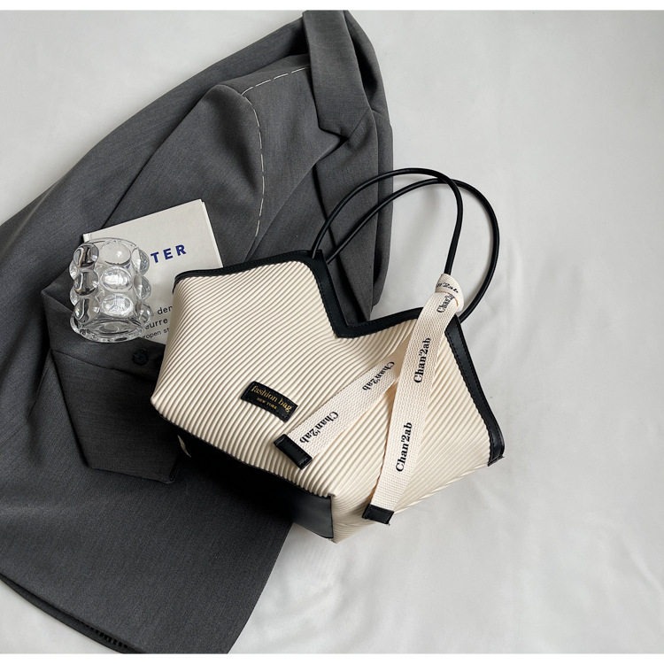 Luxury Ribbon-Accent Pleated Tote Bag thumbnail 4