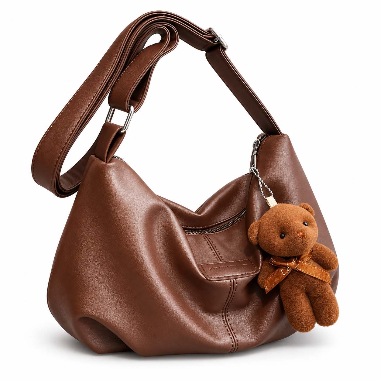 Pleated Dumpling Shoulder & Crossbody Bag with Pendant thumbnail 2