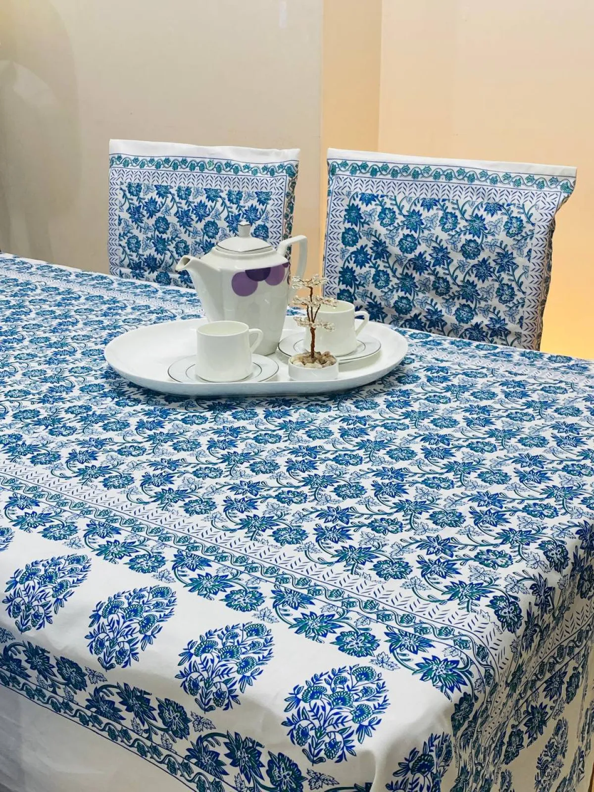 Neela (নীলা) - Pure Hand Block Pattern Table Cloth