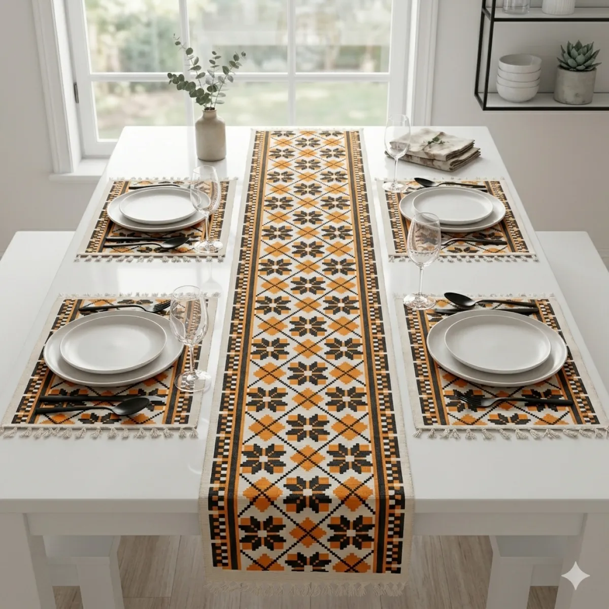 Floria - Exclusive Table Runner and 4 Placemat Set