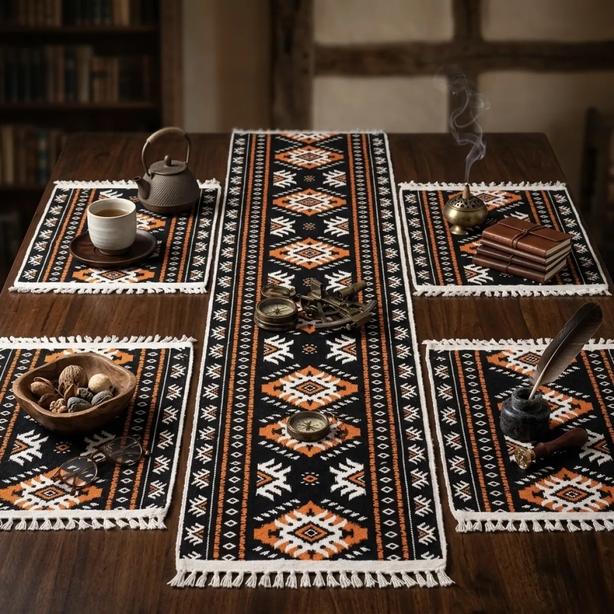 Aranya – Earthy Table Runner & 4 Placemat Set