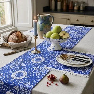 Bihongo – Elegant Block Runner & 4 Placemat Set_img_1