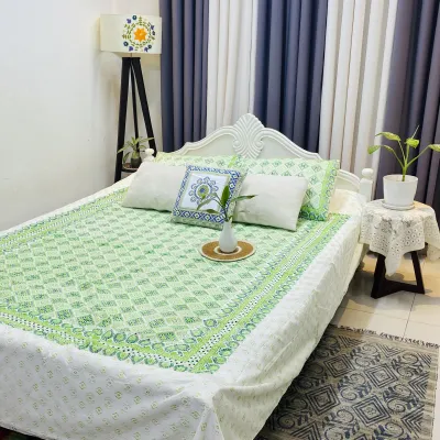 Trina – King Size Premium Traditional Handblock Bedsheet & Pillow Covers_img_1