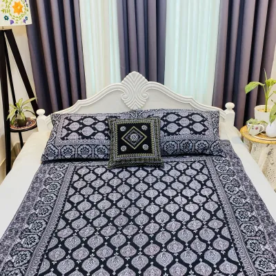 Prantor Black – King Size Rustic Heritage Block Print Bedsheet & Pillow Set (Copy)_img_1