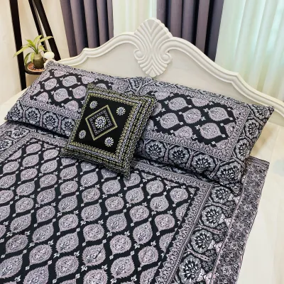 Prantor Black – King Size Rustic Heritage Block Print Bedsheet & Pillow Set (Copy)_img_0