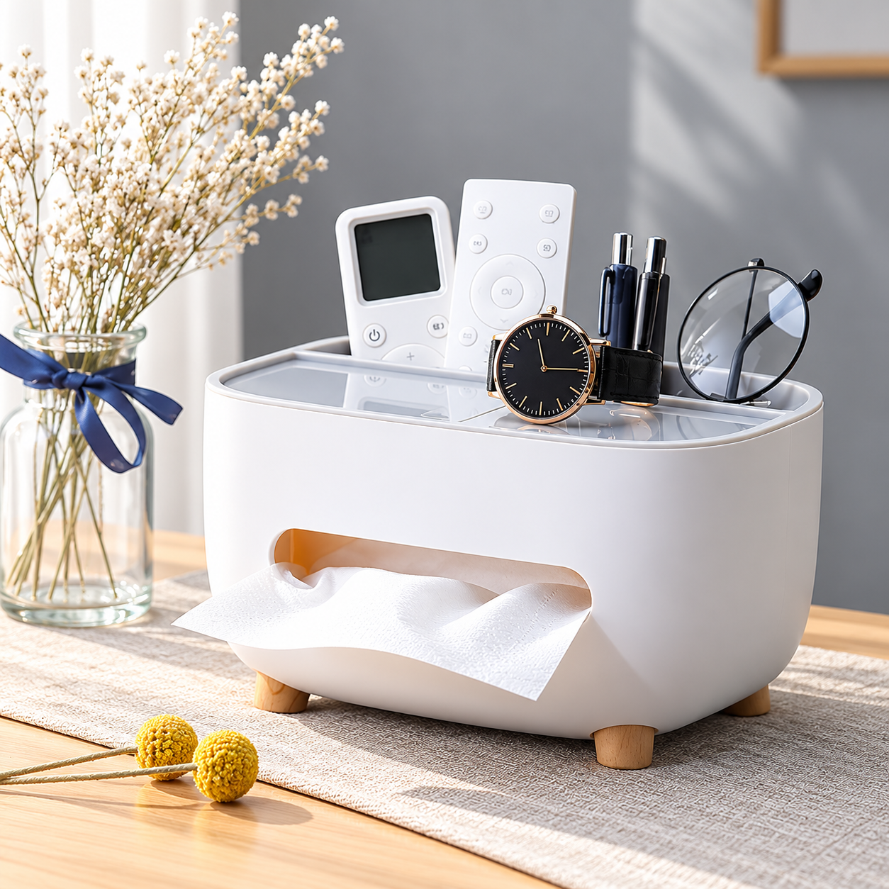 Multi-Function Tissue Box Organizer with Phone Stand_img_2