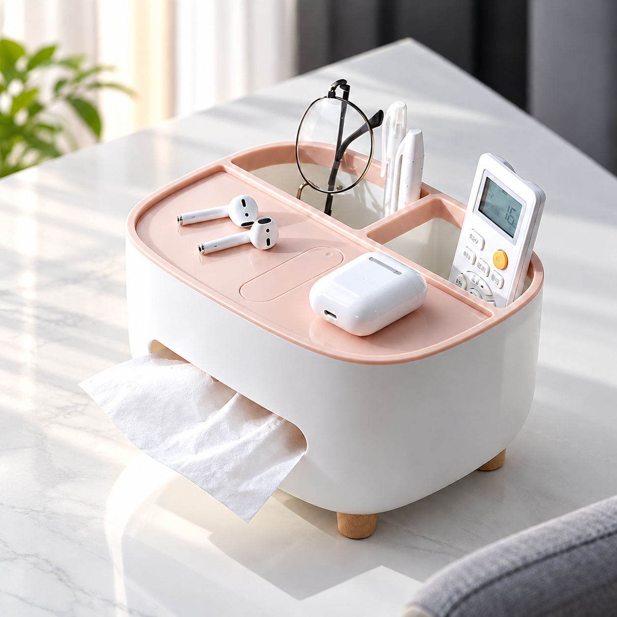 Multi-Function Tissue Box Organizer with Phone Stand_img_1