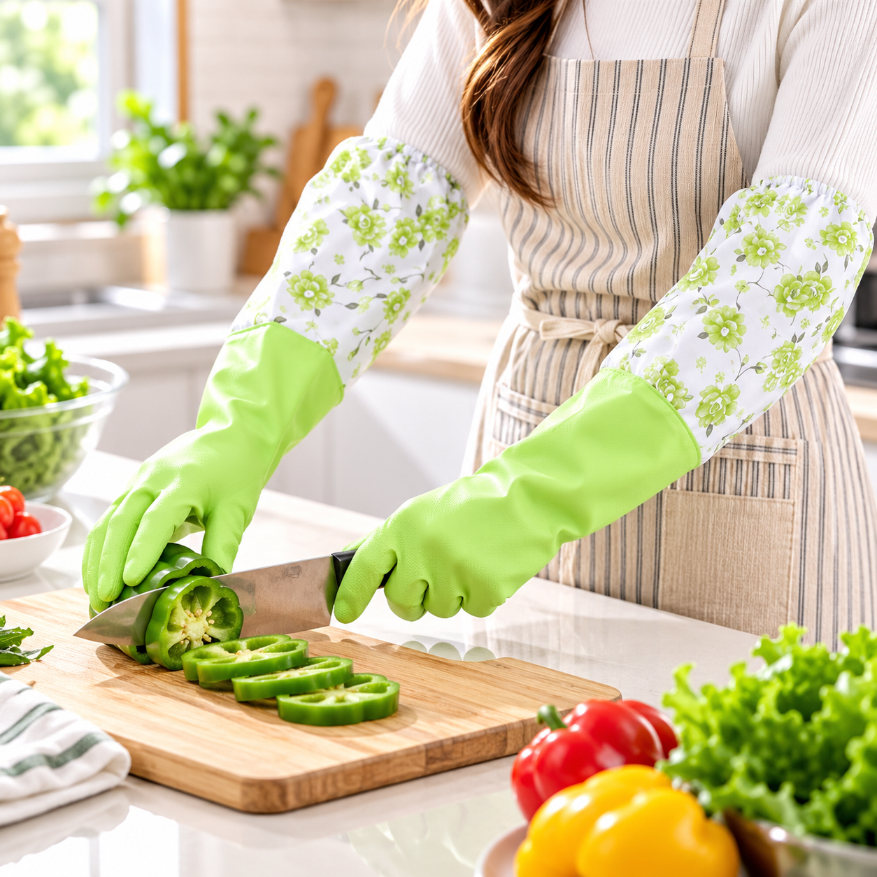Long Silicone Kitchen Gloves with Inner Foam Padding – Thick, Waterproof & Non-Slip Hand Protection_img_1