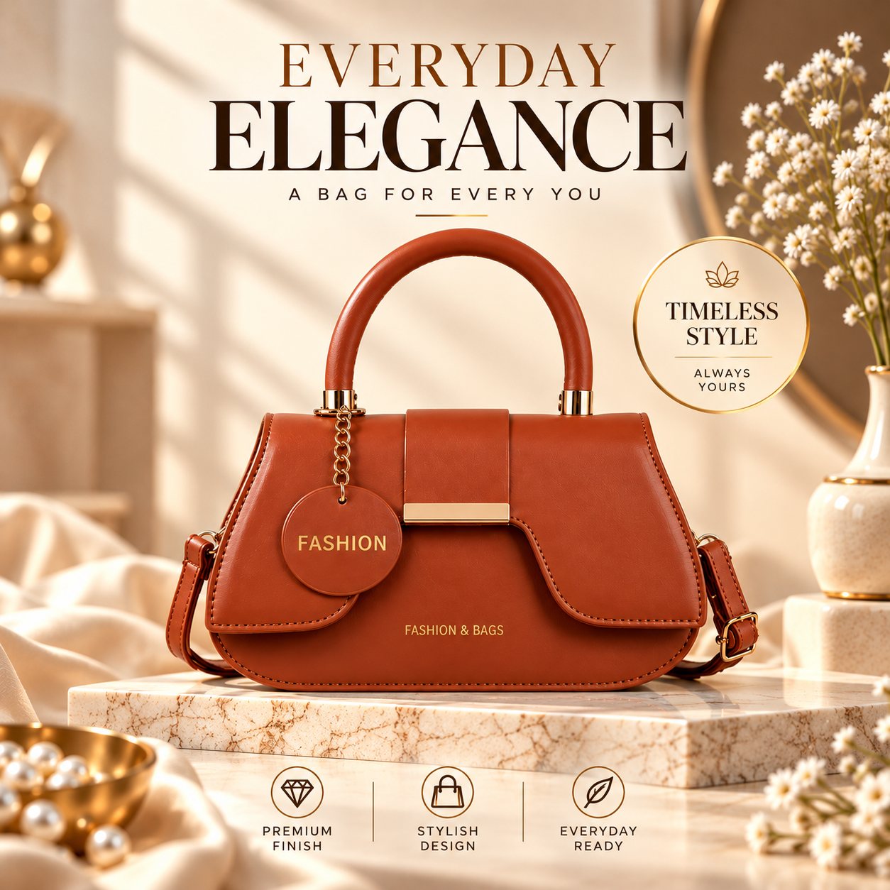Women’s Premium Leather Handbag – Elegant Top Handle & Shoulder Bag