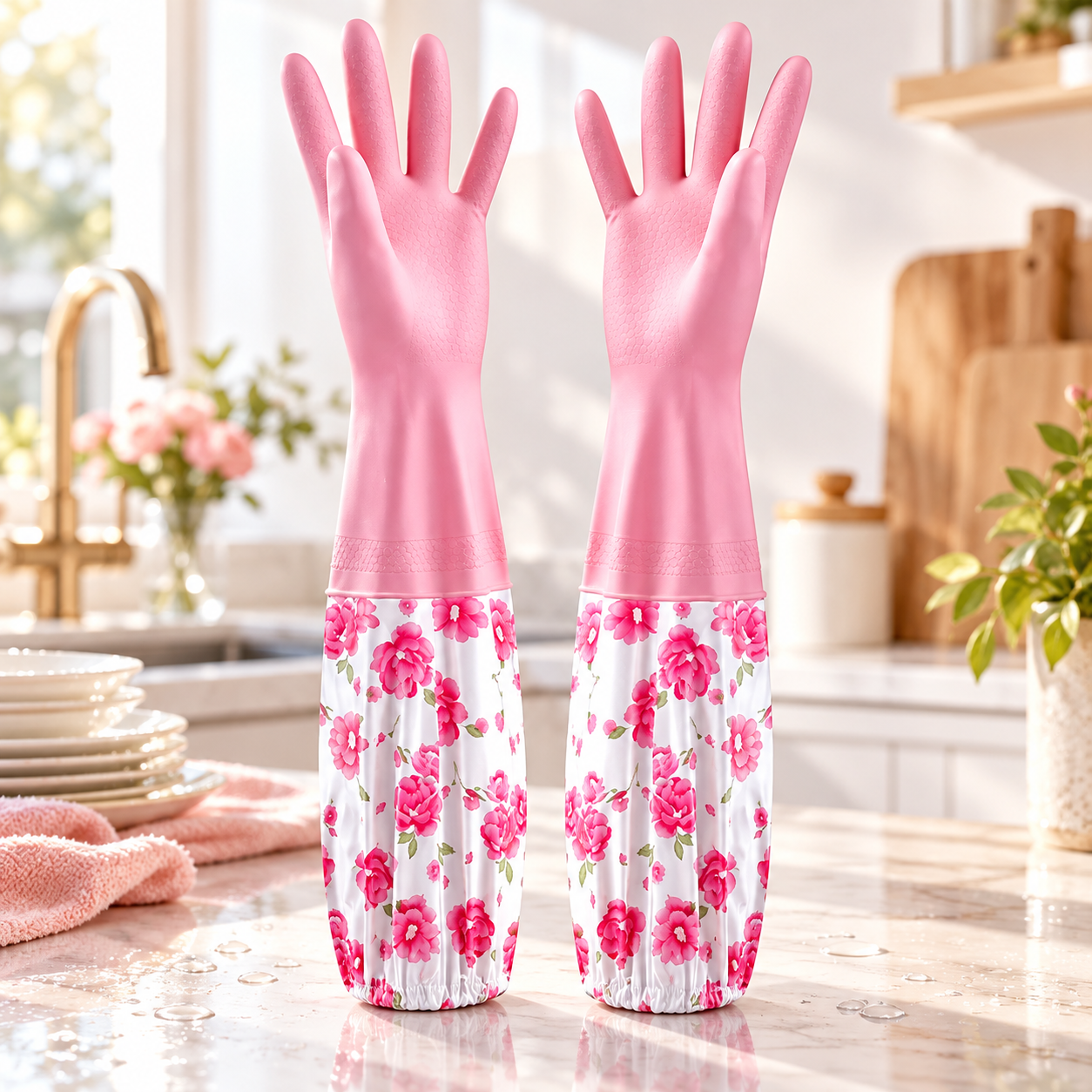 Long Silicone Kitchen Gloves with Inner Foam Padding – Thick, Waterproof & Non-Slip Hand Protection_img_5