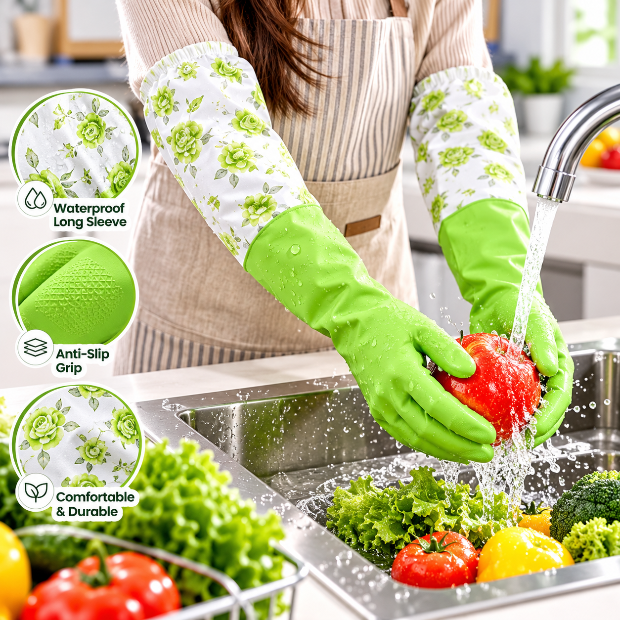 Long Silicone Kitchen Gloves with Inner Foam Padding – Thick, Waterproof & Non-Slip Hand Protection_img_2