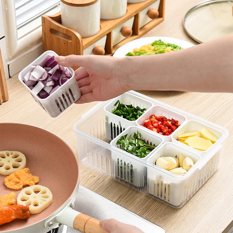 6-Compartment Vegetable & Seasoning Storage Box with Lid_img_6