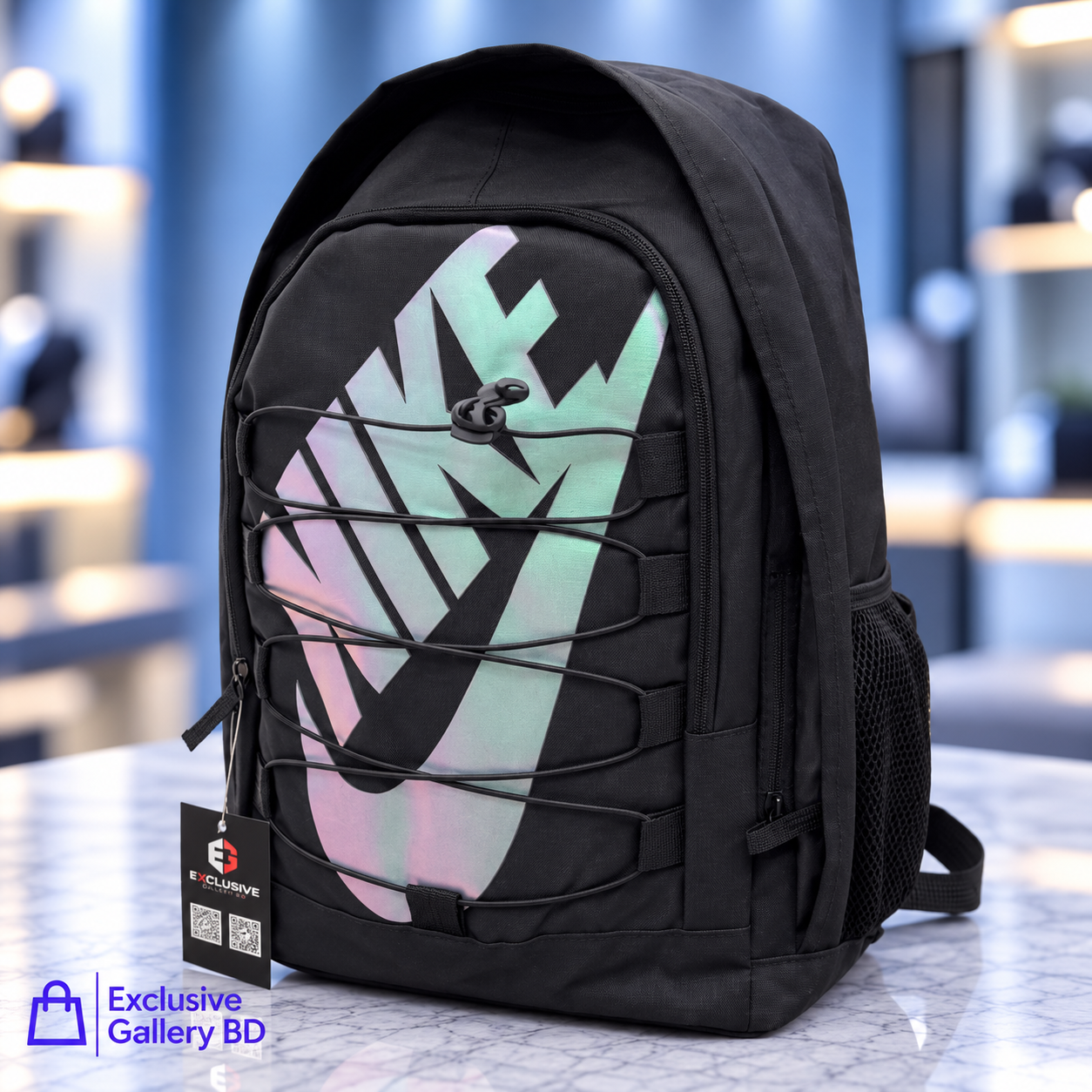 Premium Black & Redium Printed Laptop Backpack | Stylish Travel & School Bag