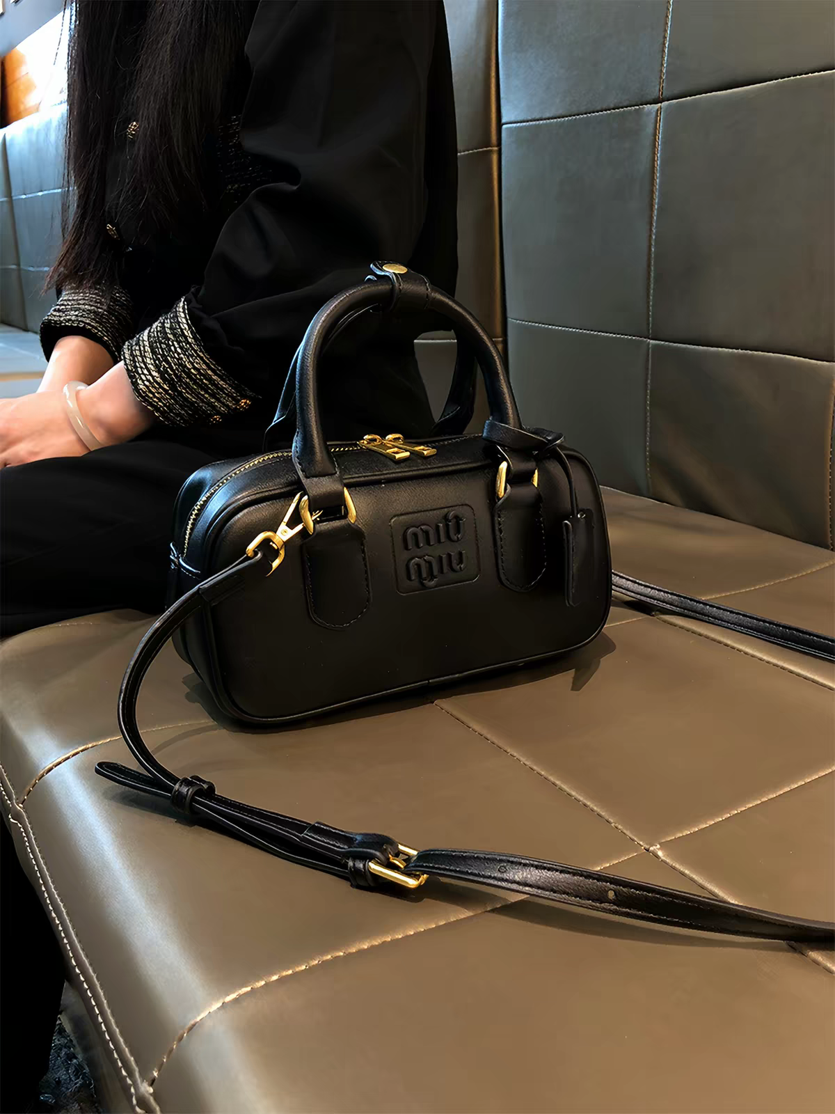 Premium Black Mini Boston Handbag for Women | Elegant Shoulder & Crossbody Bag
