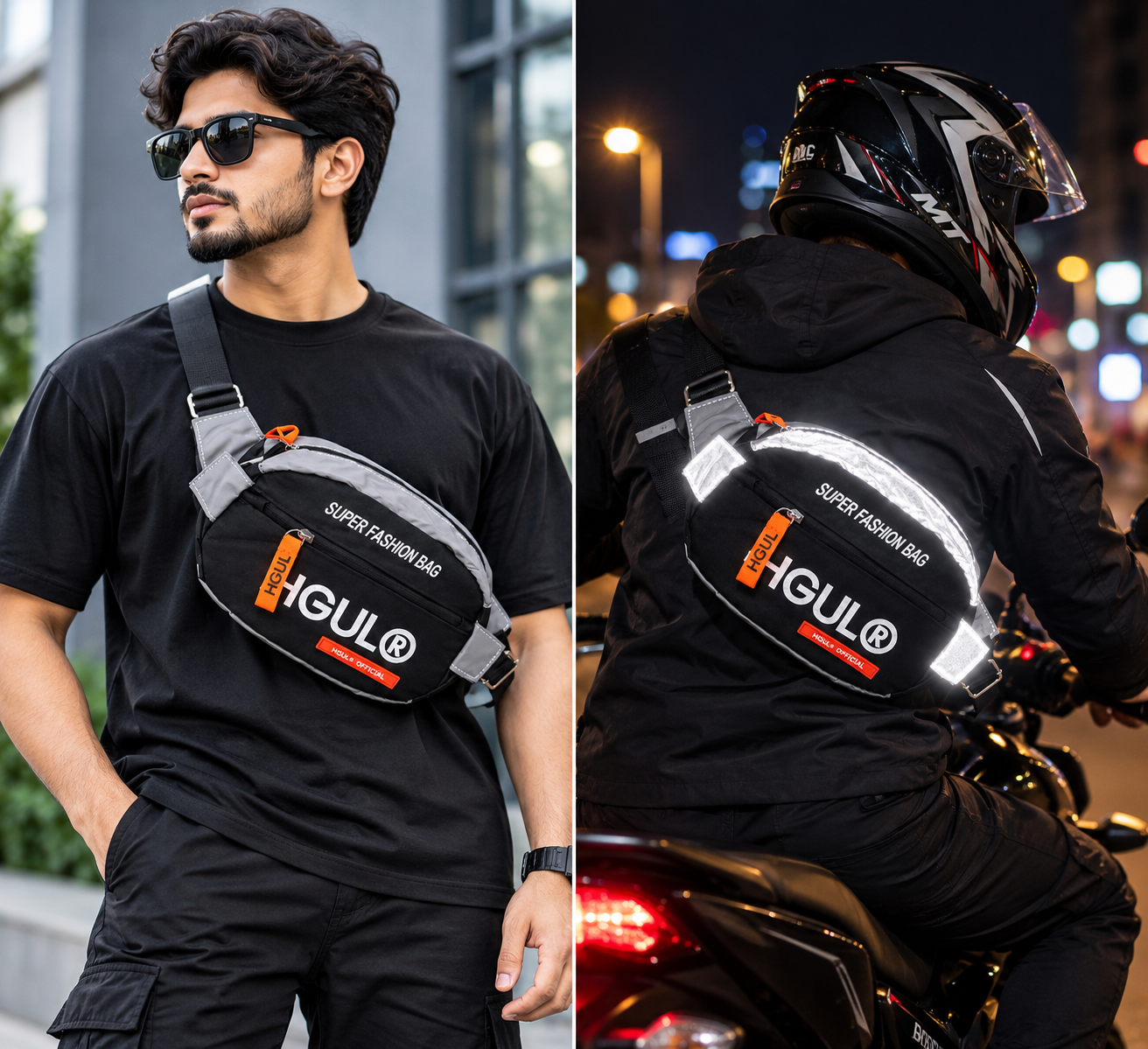 HGUL Premium Reflective Chest Bag for Men – স্টাইলিশ চেস্ট ব্যাগ