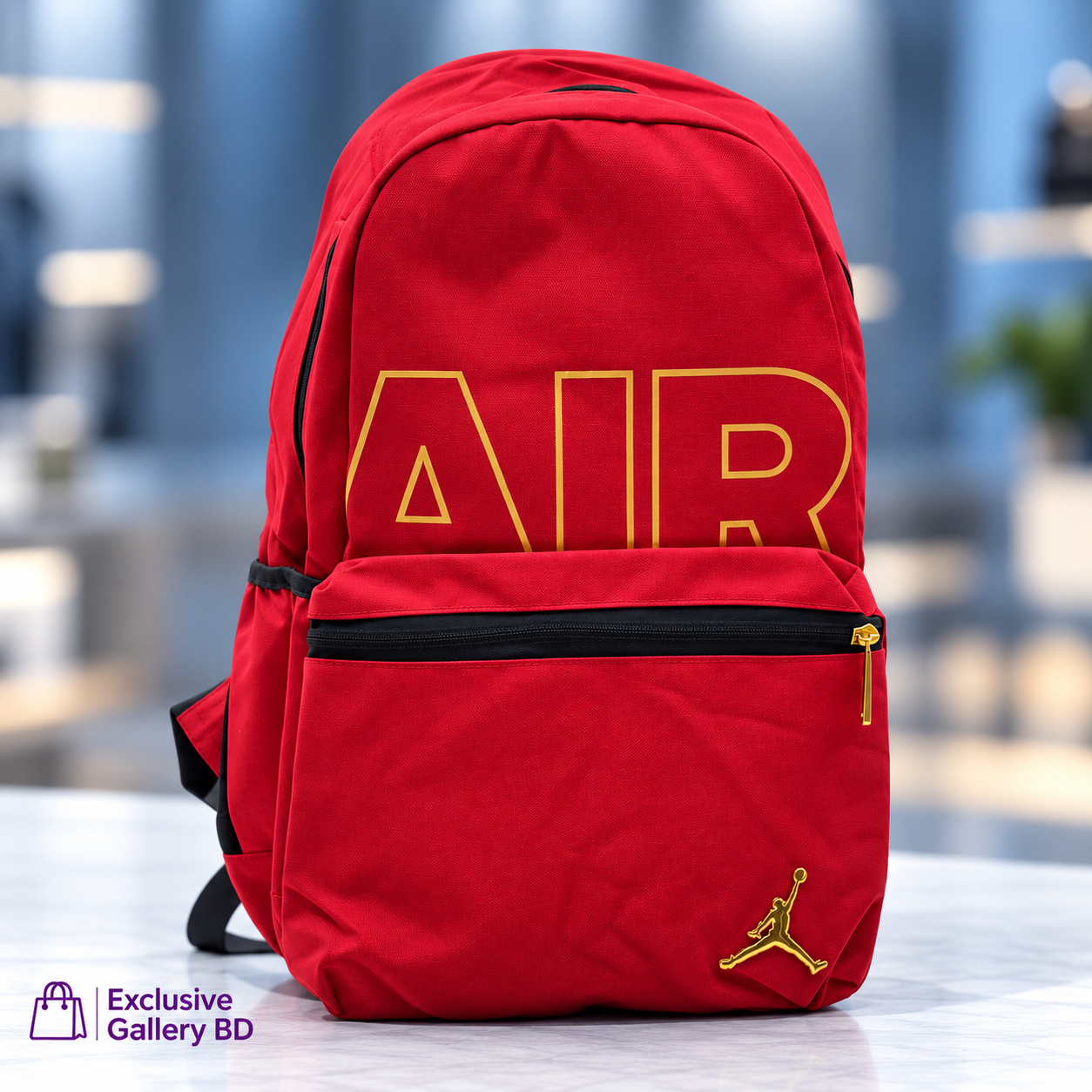 Premium Red Gold Jordan Style Backpack | Stylish Travel & College Bag