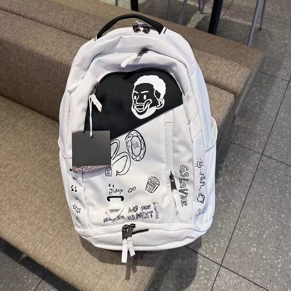 Graffiti Print Backpack – Basketball Style Sports & College Bag with Laptop Compartment, Unisex