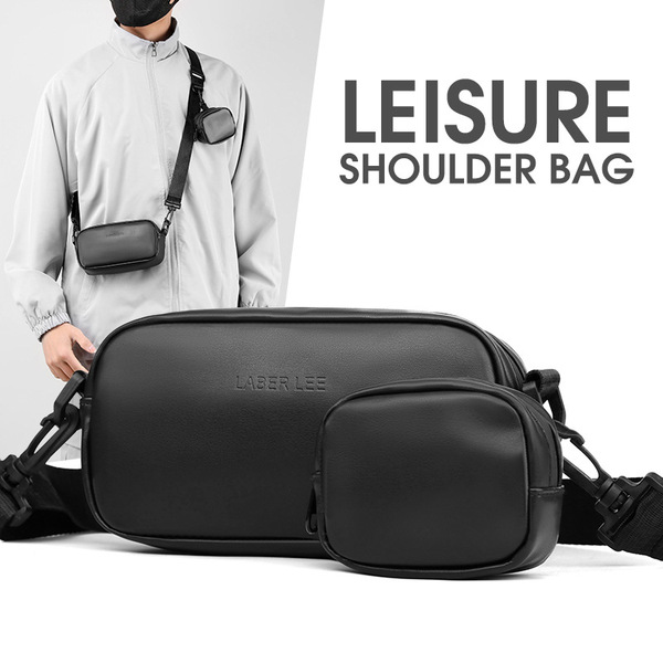 Premium Leather Crossbody Sling Bag with Detachable Mini Pouch for Men