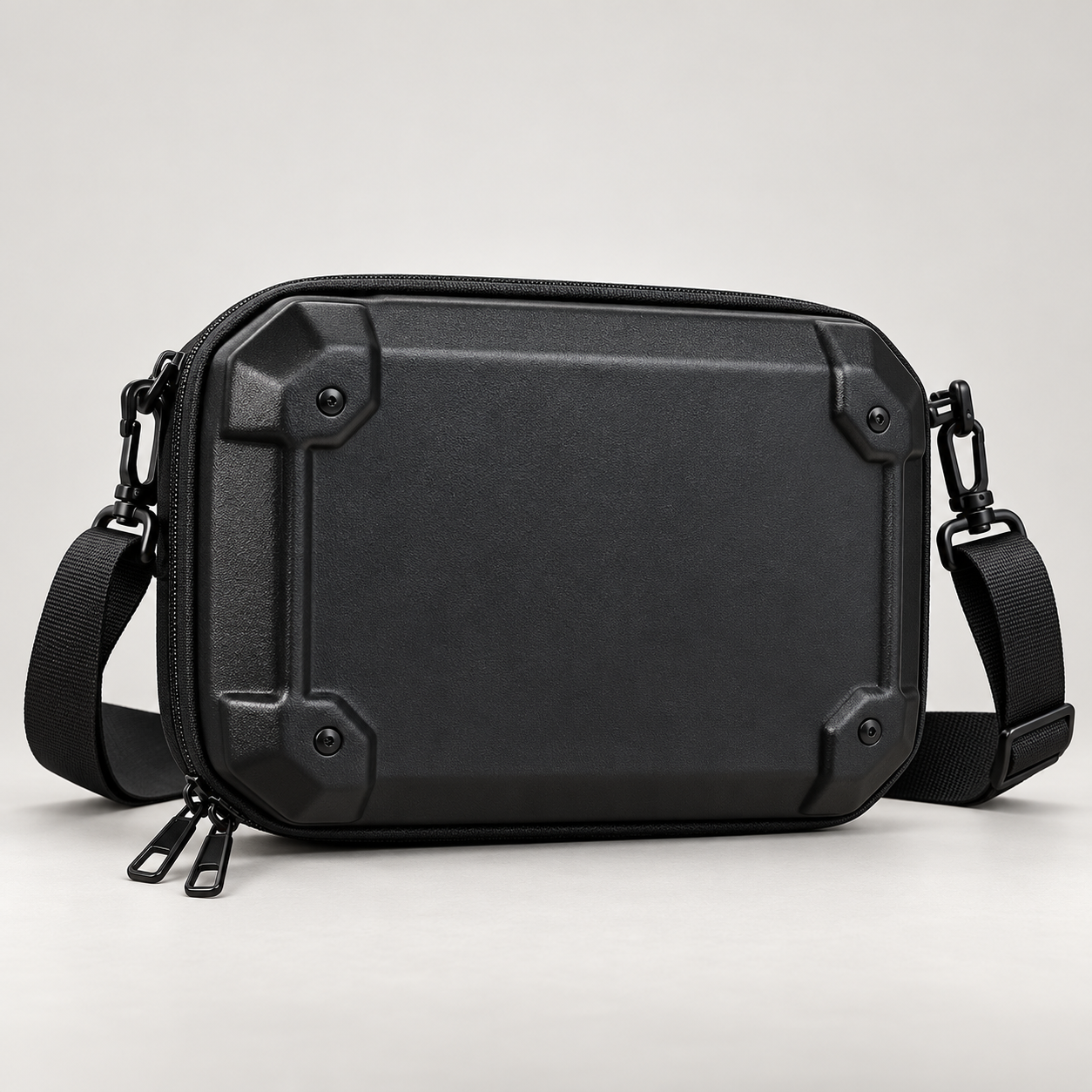 Premium Hard Shell Crossbody Bag for Men – Black