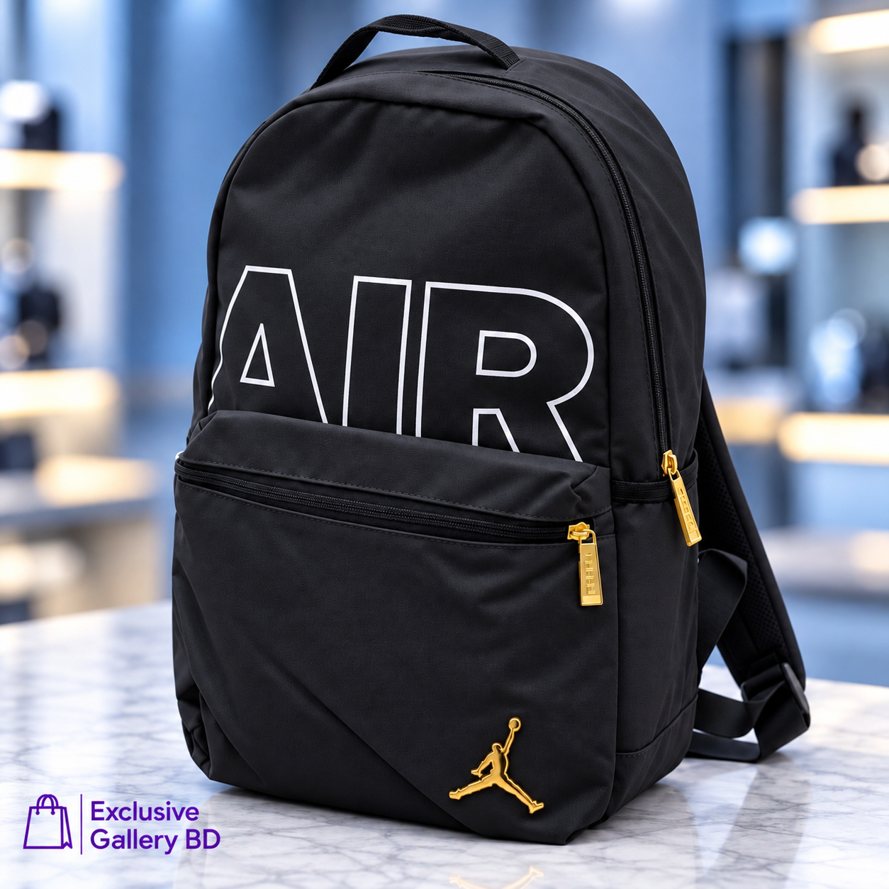 Premium Black Gold Jordan Style Backpack | Stylish Travel & College Bag