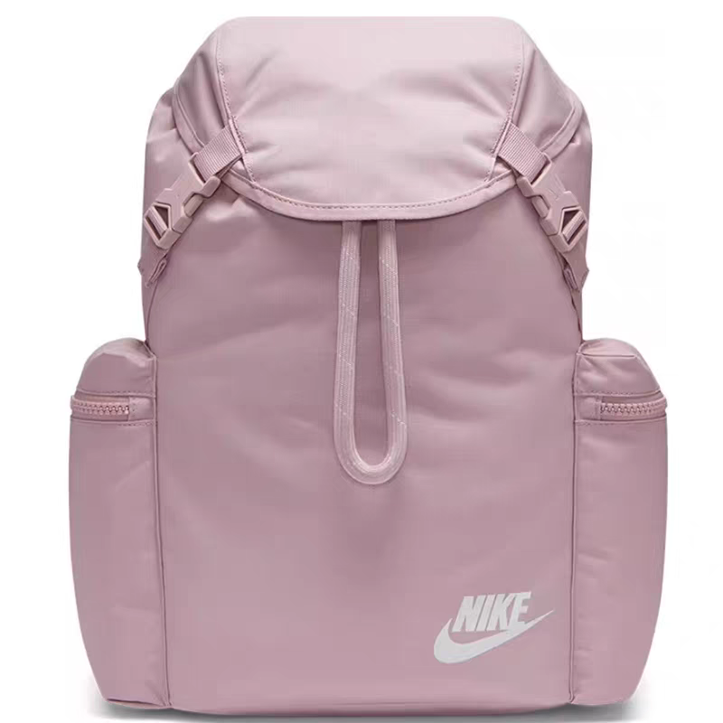 Nike-Style Pink Flap Backpack – Stylish Casual & College Bag with Side Pockets